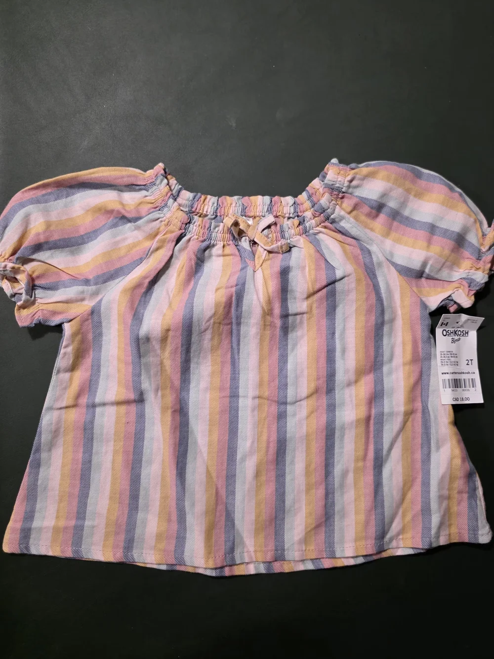 OshKosh Pink Multi-Stripe Girls' Off-Shoulder Top